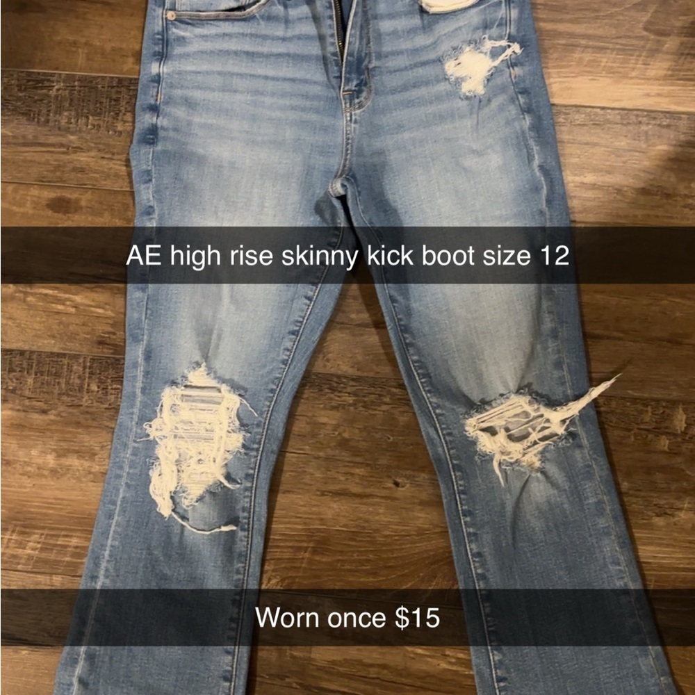 American Eagle Outfitters Women's High Rise Skinny Kick Jeans - Blue